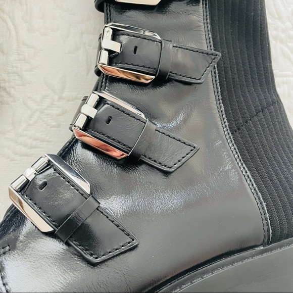 NWOB Lulus Dolce Vita Gaven Black Leather Belted Mid-Calf Boots 7.5 - Picture 6 of 12